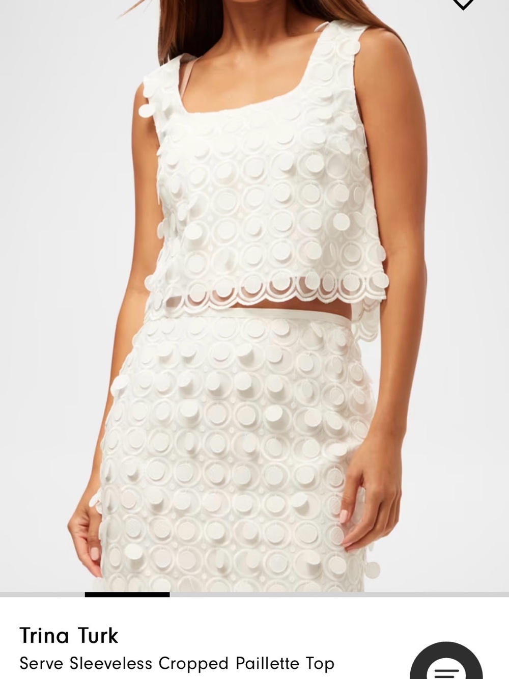 Trina Turk Sleeveless Cropped Paillette Top and Mini Skirt, Size 10